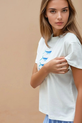 Hiccup Baskı Detaylı Regular Fit Bisiklet Yakalı %100 Pamuklu T-shirt Maya Mavisi
