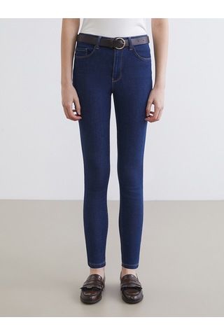 Lcw Jeans İndigo Beli Kemerli Mercury Skinny Fit Kadın Jean Pantolon