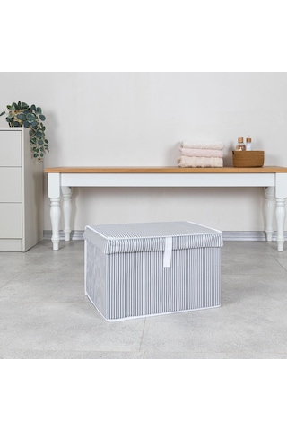 Çok Amaçlı Düzenleyici Kapaklı Sandık Tipi Kutu Hurç Organizer 40 X 30 X 26, Gri