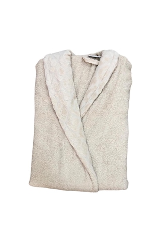 Royam 2 Parça %100 Pamuklu Kısmı Kadife Tek Kişilik Bornoz Seti Bej