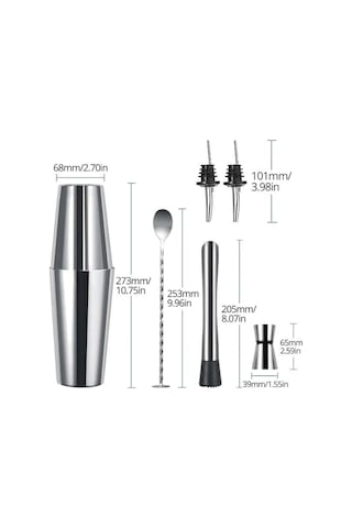 6 Parça lı Kokteyl Set Boston Shaker 750ml