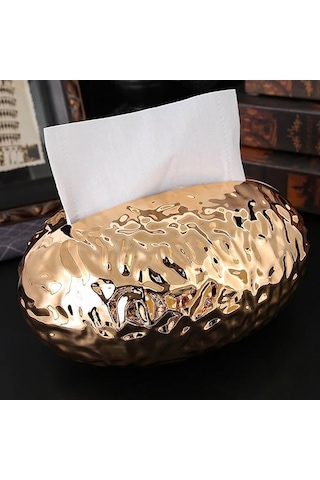Gold Dekoratif Peçetelik Modern Tasarım Parlak Altın Masa Üstü Aksesuar