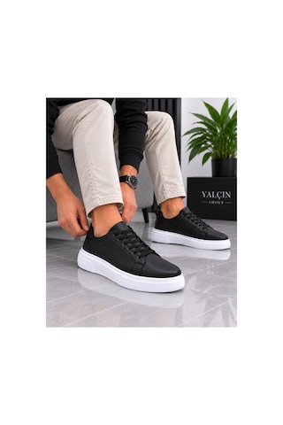 Yalçın Erkek Casual Bağcıklı Ortopedik Rahat Kaymaz Taban Sneaker Ayakkabı Siyah - 919615758 Siyah