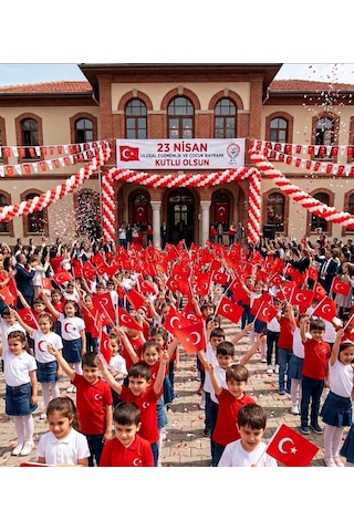 23 Nisan Okul Ve Kutlama Tipi Çubuklu Kağıt Türk Bayrağı 20x30 Cm - 20 Adet Tek Ebat