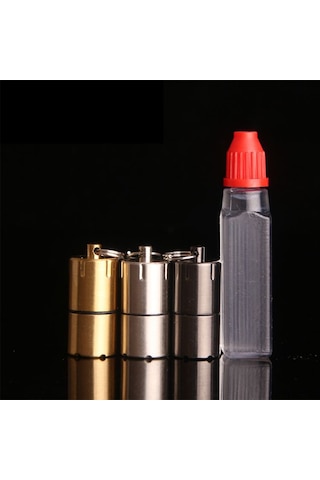 Wezone Mini Metal Kerosene Çakmak - Dayanıklı Konstruksiyon, Yakıt Kaybı Önleyici, Anahtar Zinciri İle Kolay Taşıma - Gümüş Renk Gümüş