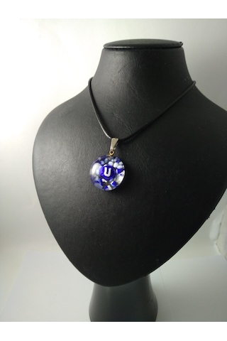 Cam Harf Kolye – Handmade El Yapimi Murano– (U) Harfi Modeli Altın