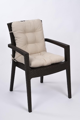 Altınpamuk Neva Pofidik Özel Dikişli Bağcıklı Arkalıklı Sandalye Minderi 44x94 CM Bej