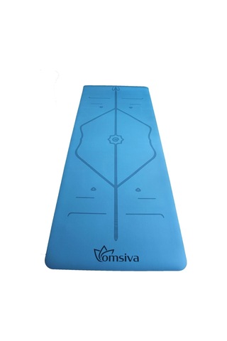 Profesyonel Yoga Matı 5 Mm Pu- Rubber Hiza Serisi Mavi Terli Eller De Kaydırmaz Mavi