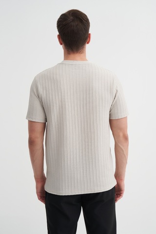 Cazador Erkek Bisiklet Yaka Örme Desen T Shirt 40510 A.gri