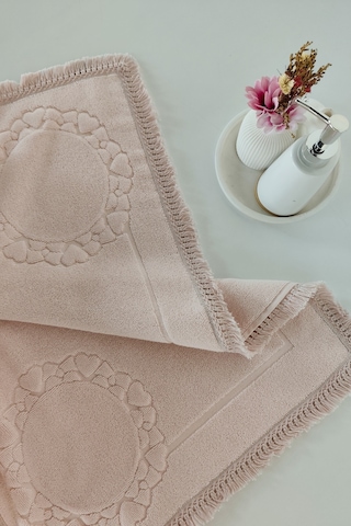 2'li Set Püskül Dantelli Ayak Havlusu 50x70 Cm - Yumuşak Ve Su Emici Pudra