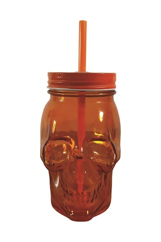 San Miguel Kuru Kafa Pipetli Kavanoz Bardak 450 ml Turuncu