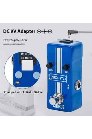 Ruicoo Gitar Harmonik Pedalı Scuru Vs704 - Gerçek Bypass, Alüminyum Kasa, 6.35mm Giriş/çıkış, Mavi Renk