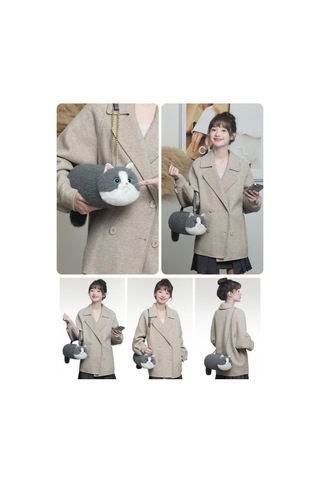 Bear & Deer Pelüş Kedi Şeklinde El Çantası Gri - Bd-cat005 Gri