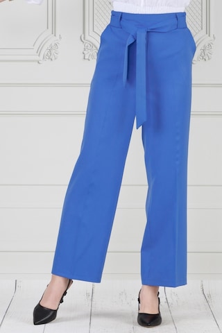 Sevitli Beli Bağlamalı Bol Paça Pantolon-mavi-3668-mavi Mavi
