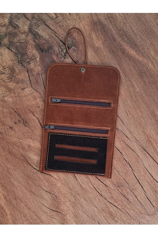 Tütün Kesesi Cüzdan Tütün Çantası Tütünlük %100 Süet Deri Taba Küçük. Açık Boyut: 13cm 19cm