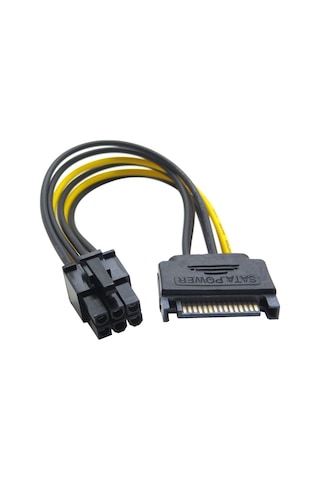 15 Pin SATA Erkek To 6 Pin PCIE VGA Power 20cm Ekran Kartı Kablo
