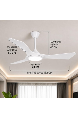 Cata Cenevre Ledli Tavan Vantilatör 132cm 52inç Ct-3000-4