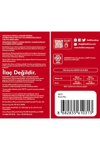 TheLifeCo Ferco +2 Değerlikli Demir Damlası 30 ML