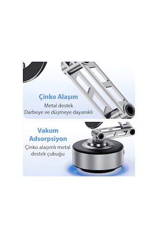 Ally X91 Manyetik Vakumlu Araç Telefon Tutucu Ayna-cam-araba Magsafe Araç Tutucu Gümüş