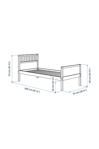 Tek Kişilik Karyola, Açık Gri, 90x200 Cm Masif Ahşap