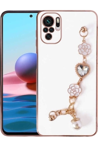Xiaomi Redmi Note 10 Kılıf El Tutamaçlı Kamera Korumalı Zore Taka Silikon Kapak Beyaz