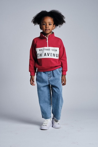 Dik Yaka Sweat Denim Pantolon Takım Kırmızı