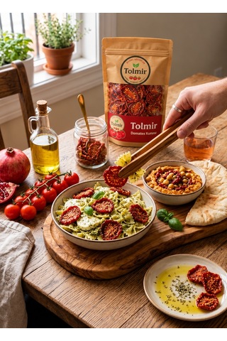Tolmir Kekikli Domates Kurusu 100 G Kaya Tuzlu & Fırınlanmış, Yıkama Gerektirmez Doğrudan Tüketime Hazır Dilimler