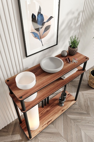 Ravilo Garcia Dresuar Dekoratif Raflı Lambader Ceviz Ceviz