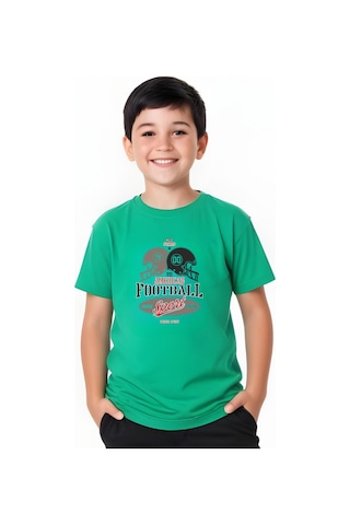 Panios Kids American Football Baskılı Erkek Çocuk Kısa Kollu T-shirt Yeşil