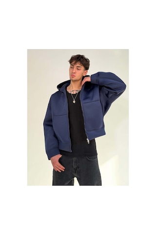 Zaee Oversize Scuba Zipp Hoodie Kobalt Mavi