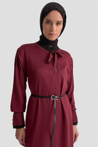 Armine Fularlı Triko Elbise 25ktd955 Bordo Bordo