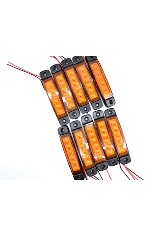 10 Adet Sarı Parmak Lamba 6 Led 12v 24v