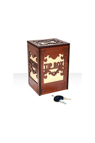 Ahşap Tip Box Bahşiş Kutusu Anahtarlı Kilitli Kahverengi Ahşap Tip Box Bahşiş Kutusu Anahtarlı Kilitli Kahverengi