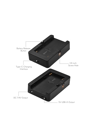 Geeksen Np-f Pil Şarj Adaptörü - Type-c Girişli, Usb 5v Ve 7.4v Çıkışlı, Np-f550/f750/f970 Uyumlu