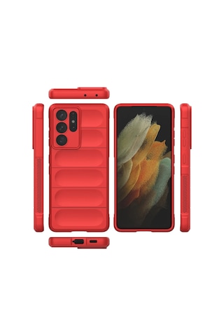 Hnrlıshp Newface Samsung Galaxy Uyumlu S21 Ultra Kılıf Optimum Silikon - Kırmızı