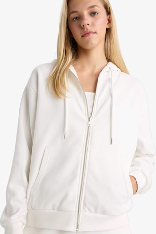 Defacto Relax Fit Kapüşonlu Basic Düz Kalın Fermuarlı Sweatshirt C1809ax25auer105 Ekru