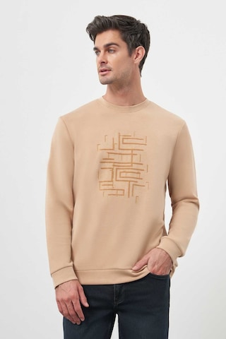 Morven Erkek Bej Trend Bisiklet Yaka Sweat-shirt 25ks063002653 Bej Bej