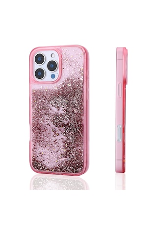 Zore Apple iPhone Uyumlu 12 Pro Kılıf Sıvılı Simli Şeffaf Arka Yüzey Omsy Keto Silikon Kapak - Mor
