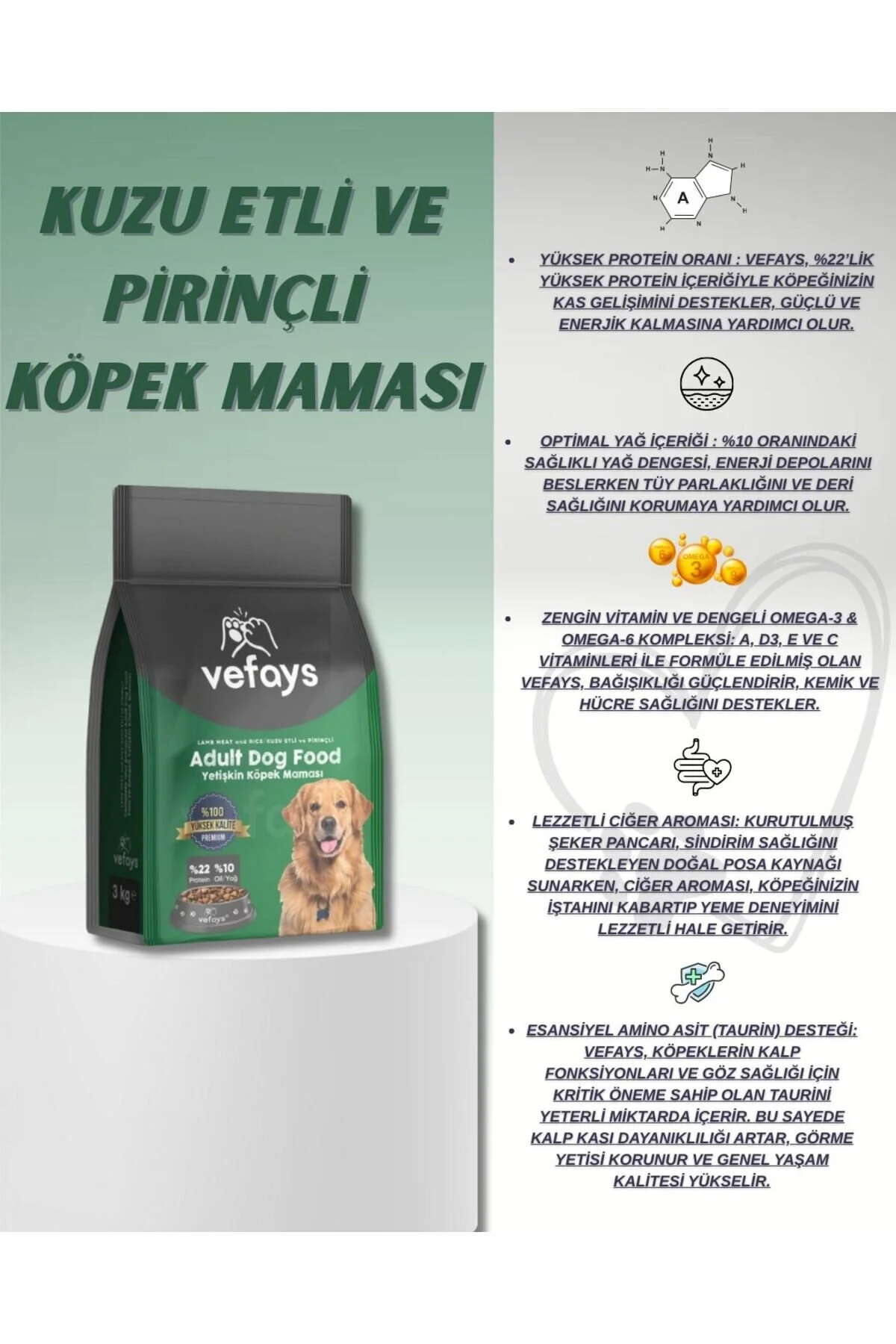 Kuzu Etli Ve Pirinçli Yetişkin Köpek Maması 3 Kg