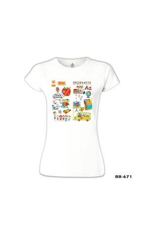 İlkolkul - Alfabe Beyaz Kadın Tshirt 001