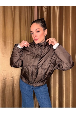 Ali Butik Kahve Kapitone Altı Bağlamalı Mont Kahverengi