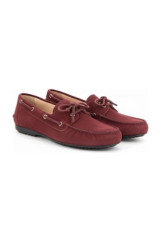 Ne&ve Shoes Bordo Süet Hakiki Deri Kadın Bağcıklı Loafer Ayakkabı