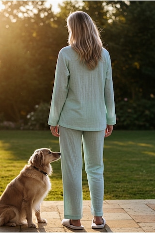 Combattente Exclusive Products Organik Müslin 2'li Takım - Kadın Pijama - Gömlek Takım- Naturel Doğal-oeko Tex Sertifikalı Kumaş Mint