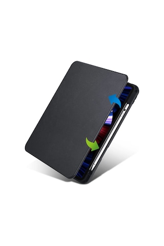 İpad Pro 11 2024 M4 Mvv83tu/a Mwr83tu/a Termik Kalem Bölmeli Dönebilen Standlı Kılıf Kapaklı Kılıf