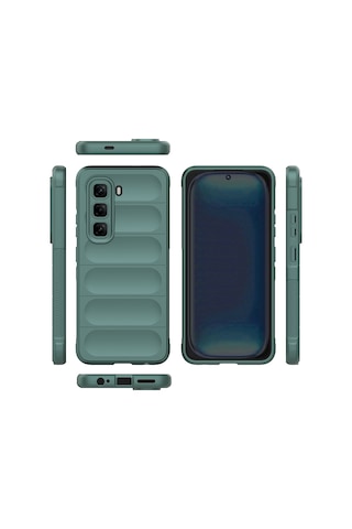 Mobilteam İnfinix Hot 50 4g Kılıf Esnek Tpu Oyuklu Arka Yüzey Tasarımlı Etnik Silikon Yeşil