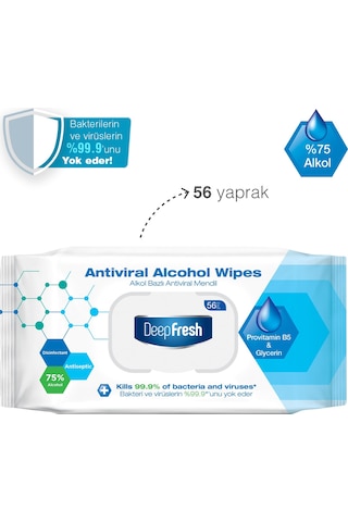 Deep Fresh Alkollü Antiviral Islak Mendil 56 Yaprak