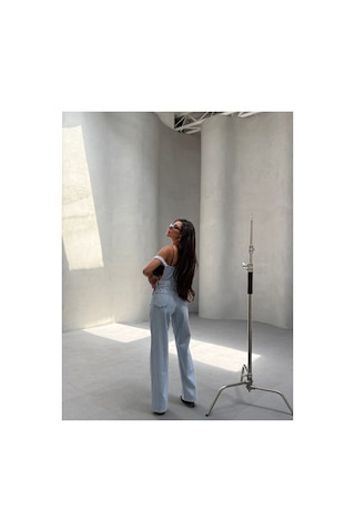 Kene Jeans Bol Paça Buz Kar Bahçıvan Kot Tulum Buz Kar