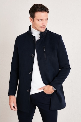 Buratti Slim Fit Düğmeli Dik Yaka Kaşe Erkek Kaban 5840099 Lacivert
