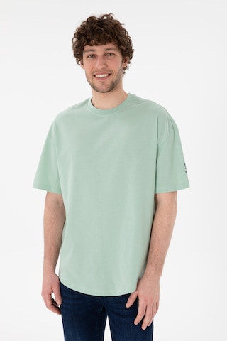U.S. Polo Assn. Erkek Long Fit Bisiklet Yaka Su Yeşili Basic Tişört 50305988-VR048