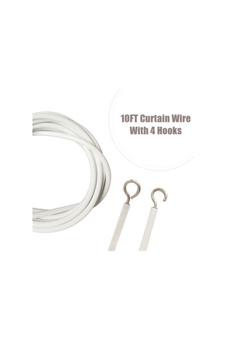 Ruicoo Beyaz Pvc Kapaklı Çelik Tel Perde/resim Asma Seti - 3m Uzunluk, 4 Kanca, Ev/parti Dekorasyonu, Kolay Kurulum